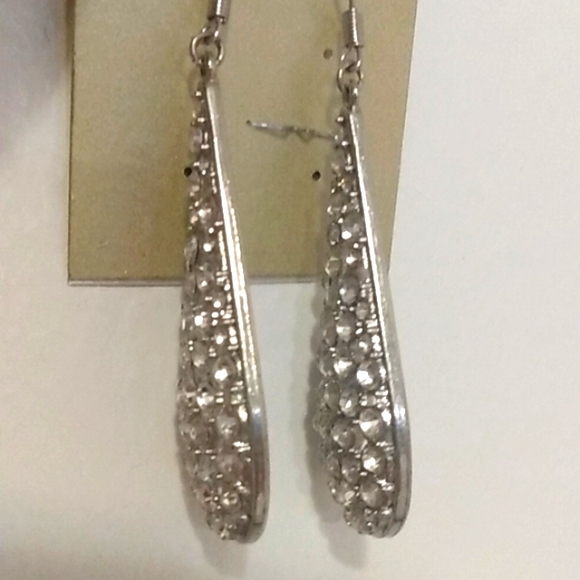 Francesca's Silver Plated Teardrop Earrings with Clear Rhinestones - Picture 4 of 5